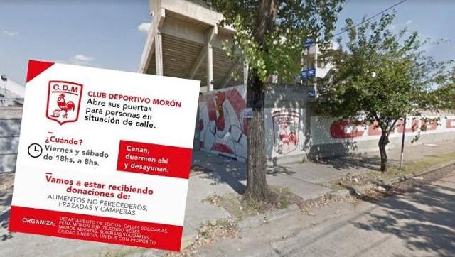 Ante el abandono del municipio, Deportivo Morón abre sus puertas a las personas en situación de calle